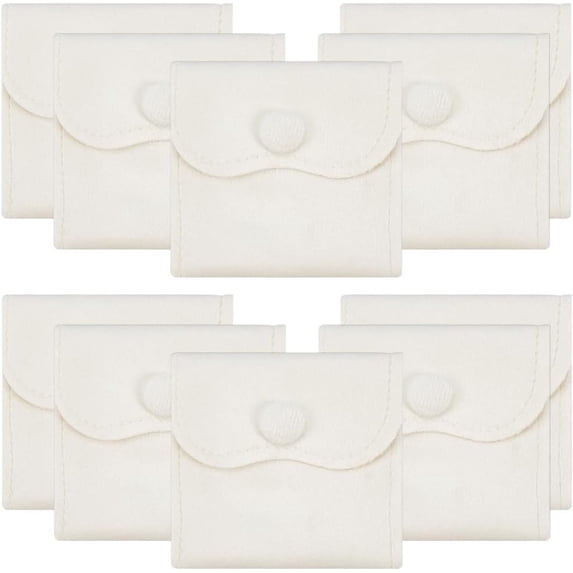 24pcs 24 Pcs Velvet Jewelry Pouches with Snap Button White Velvet Jewelry Storage Bags 2.64x2.76x0.37 Inch