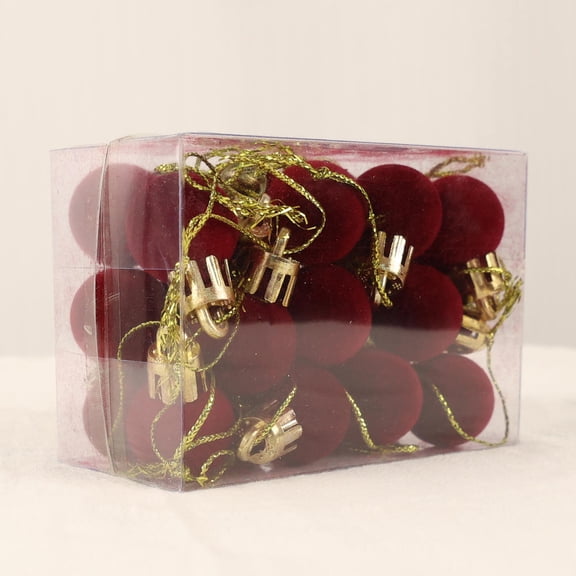 24pcs 2cm Flocked Christmas Balls Ornaments Mini Christmas Balls Ornaments Christmas Tree Hanging Christmas Decorations