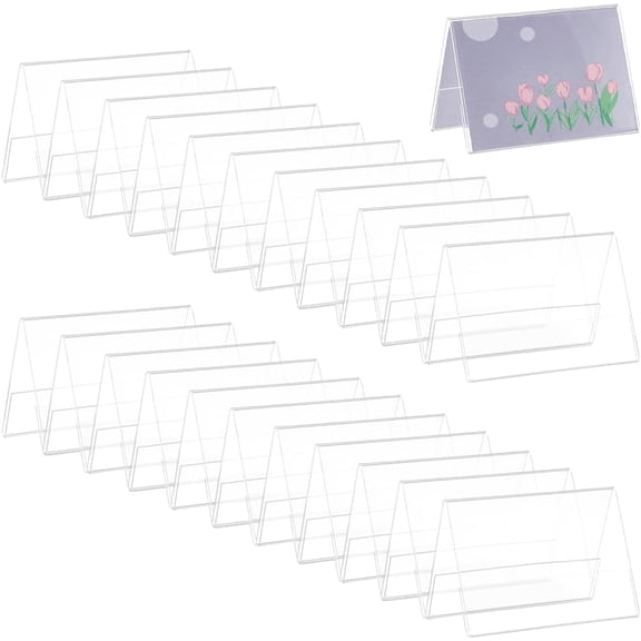 24pcs 3.5x2x2.5 Inch Acrylic Table Nameplate V-Shaped Clear Name Plates Tent Acrylic Name Plate Display for Office Business Conference Meetingroom