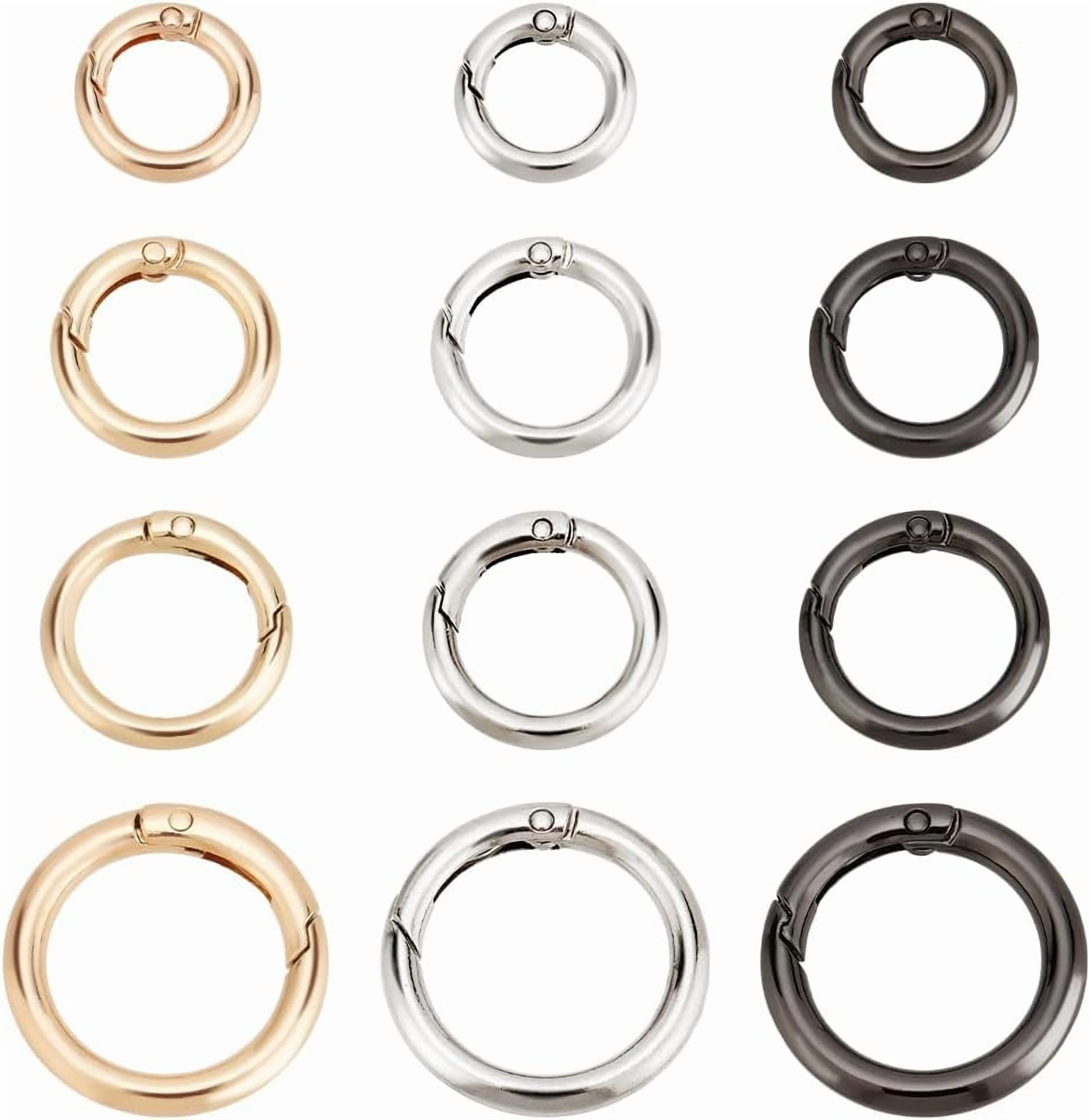 24pcs 3 Colors 20/25/28/35mm Spring O Ring Round Carabiner Snap Clip ...