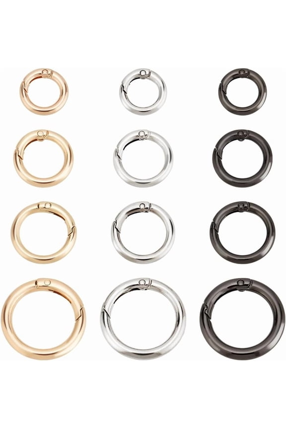 24pcs 3 Colors 20/25/28/35mm Spring O Ring Round Carabiner Snap Clip Hook Trigger 5-7 Gauge Spring Keyring Buckle for Keychain Bags Purse Jewelry DIY Craft Light Gold/Platinum/Gunmetal for making