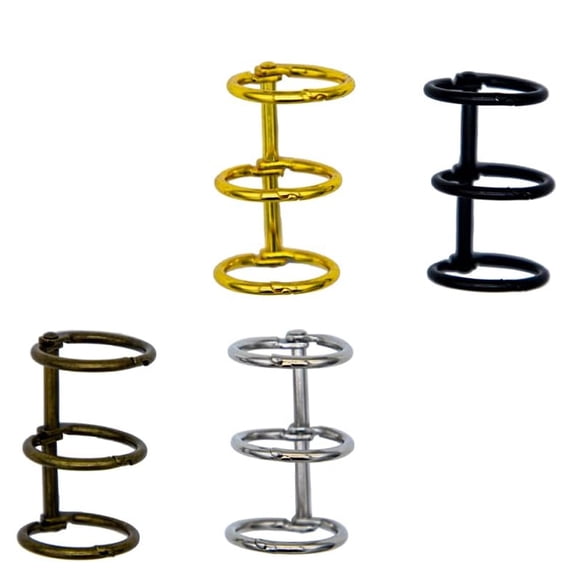 24pcs 3 Ring Loose Leaf Binders, Metal Book Rings Snap Split Hinged Notebook Binding Combs for DIY Travel Diary Photo Album, 20mm Inner Diameter Gold Silver Black Bronze