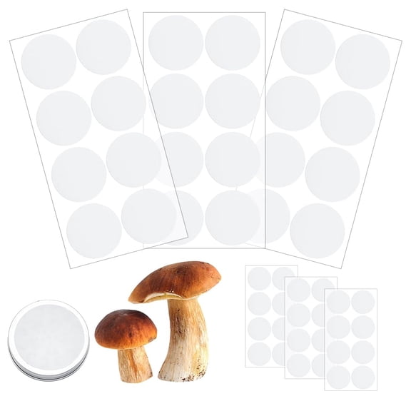 24pcs/3 Sheets White Filter Paper Stickers 2.3 inch Dia Adhesive Filter Disks 0.5mm Thick Round Filter Patch Sticker Wide Mouth Mason Jar Filter for Mushroom Cultivation Colorful DIY