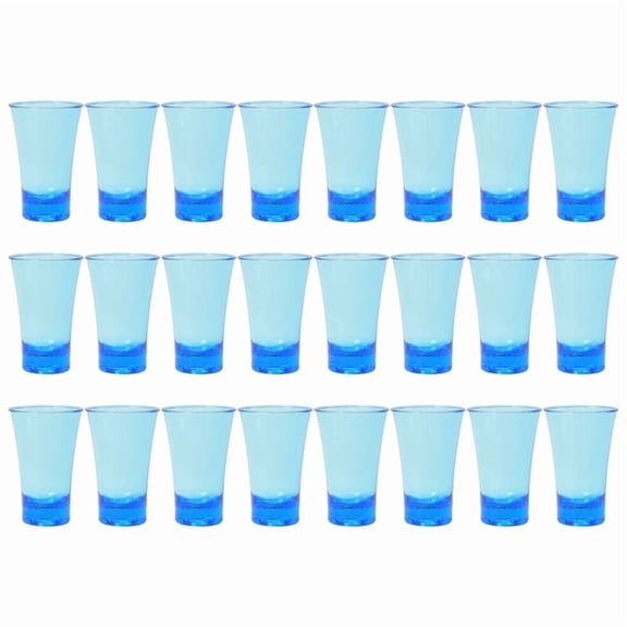 24pcs 30ml Polystyrene Shot Glasses for Spirits, Cocktails, Multicolored Ombre Design Blue