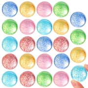 Joyfy 24 Pcs Glitter Bouncing Balls for Kids Party Favors 6 Styles 32mm Assorted Bouncy Balls with Storage Bag, Small Gift for Prize Box Toys, Pinata Stuffers