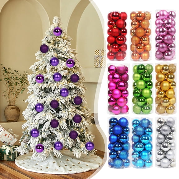 24pcs 3cm Christmas Tree Ball Ornaments Shatterproof Christmas Pendants Hanging Christmas Decorations Set Christmas Gift