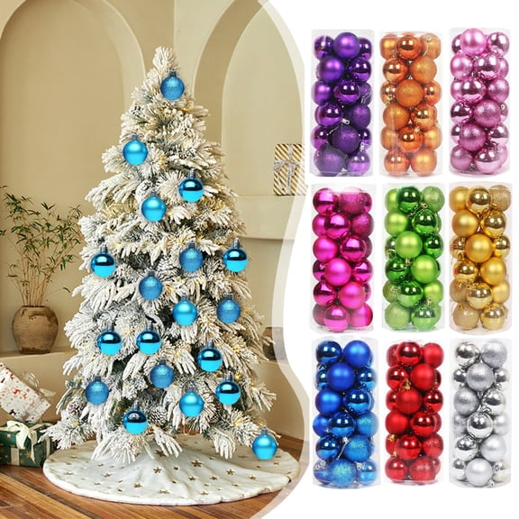 Clearance Christmas Decoration! 24pcs 3cm Christmas Tree Ball Ornaments Shatterproof Christmas Pendants Hanging Christmas Decorations Set Christmas Gift