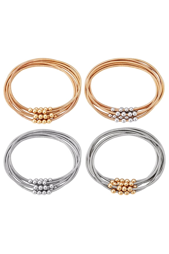 24pcs 4 Colors Guitar String Bracelet Stackable Bracelets Adjustable Stretch Bracelets Boho Bracelet Strand Statement Bangles for Music Lovers Inner Diameter: 2-3/8 Inch DIY