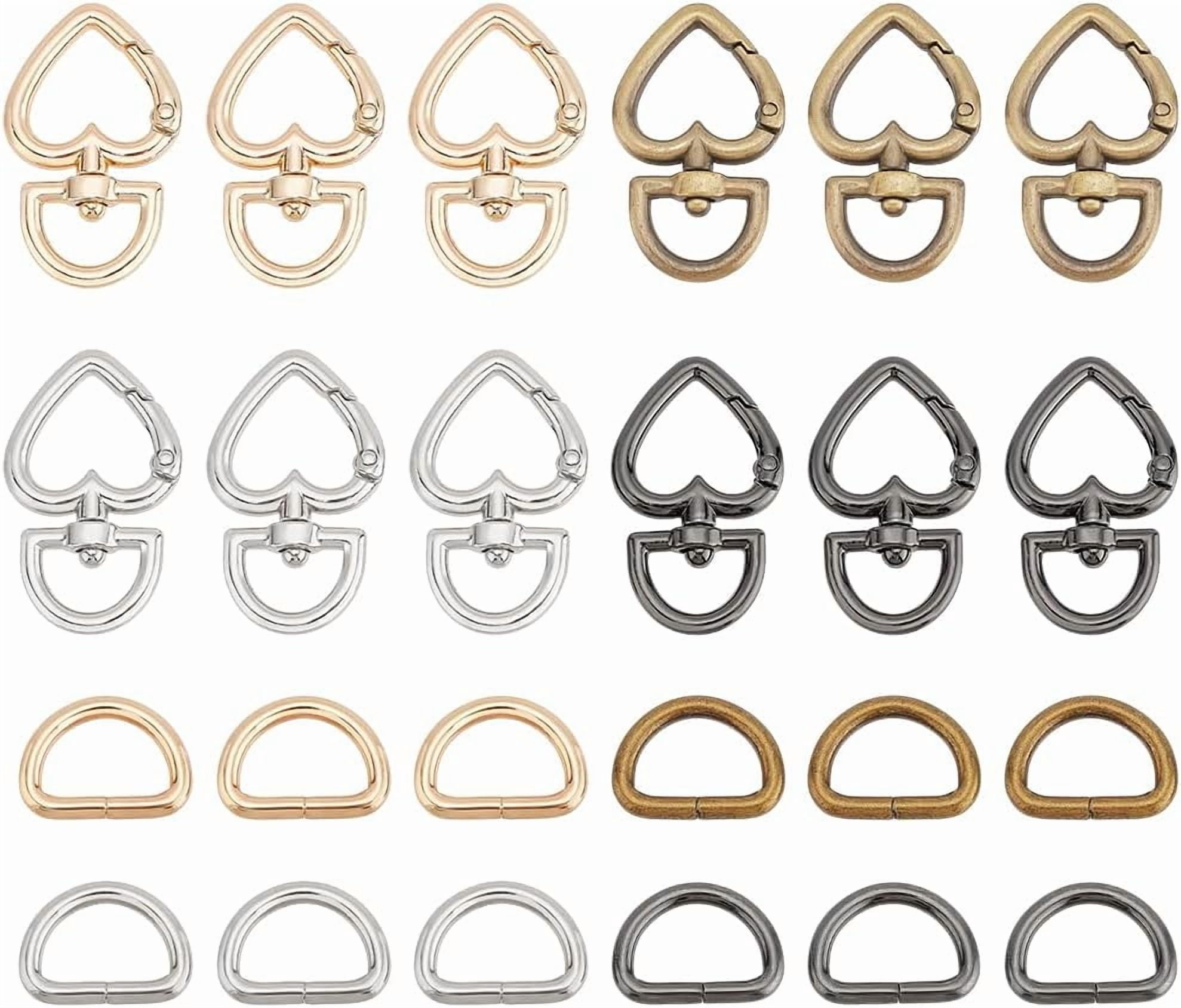 Spring Button Buckle 24pcs 4 Colors Heart Swivel Buckles Lobster Buckle Spring Closure ...