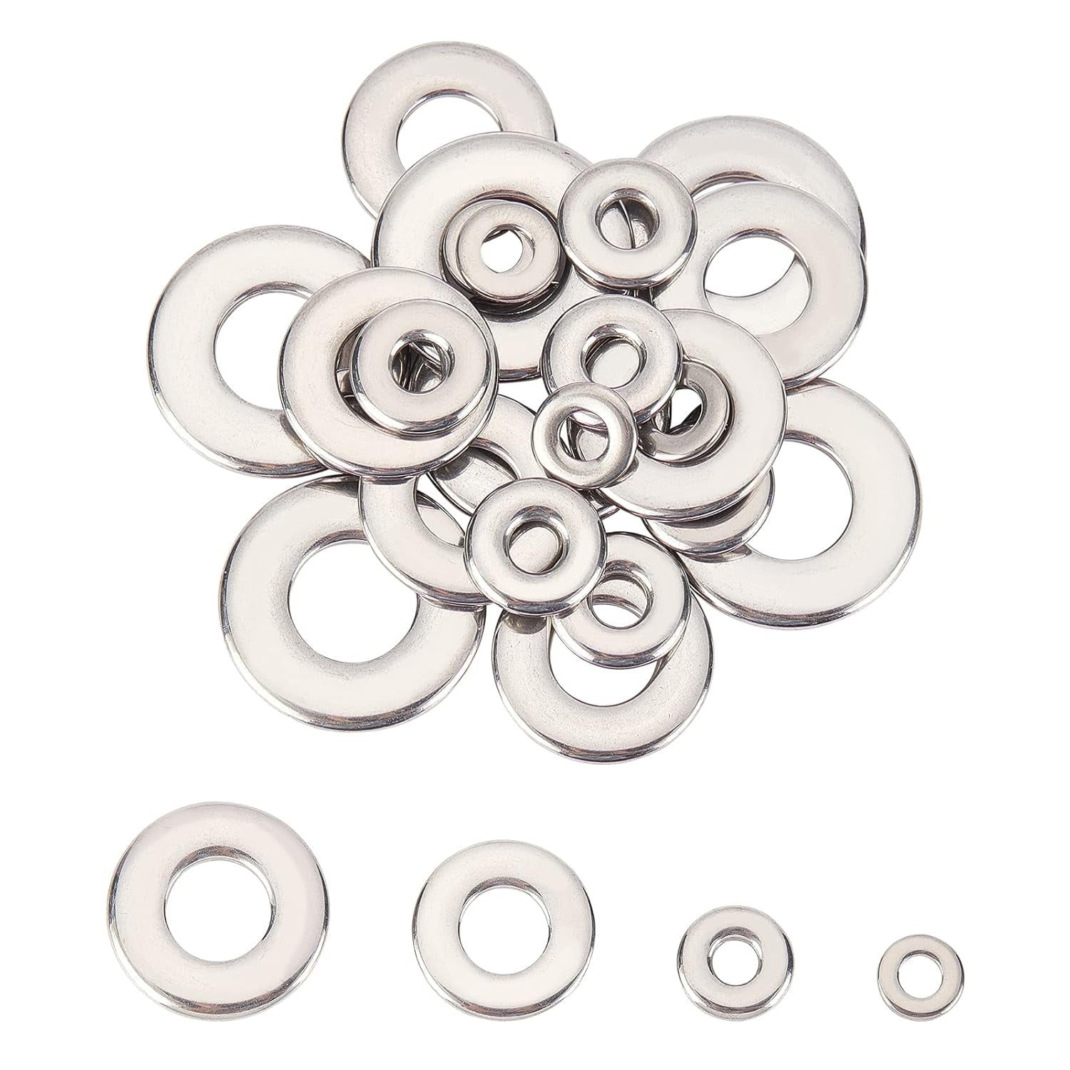 24pcs 4 Sizes Round Donut Pattern Connector Charms Connecting Rings 304 ...