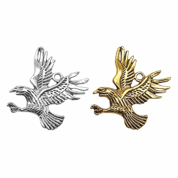 24pcs 41*41mm Antiqued Gold & Silver Color Alloy Charms Eagle Designed Pendants Fashion Jewelry Accessories for DIY Crafts