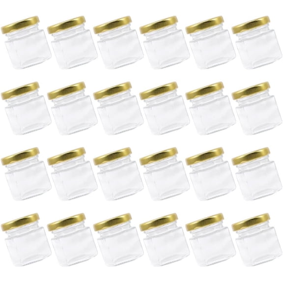 24pcs 45ml Hexagon Glass Honey Jars Airtight Small Jam Containers Kitchen Honey Dispensers for Household Party Use