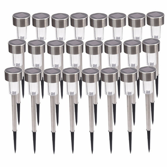 24pcs 5W High Brightness Solar LED Lawn Light with Shade Solar Small Tube Stainless Steel High Brightness White Light