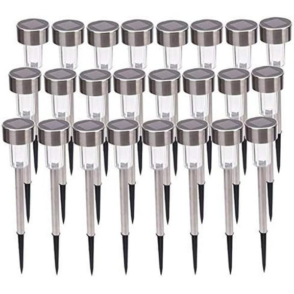 24pcs 5W High Brightness Solar Power LED Lawn Lamps with Lampshades,LED Lawn Lamps with Waterproof Outdoor for Yard, Patio, Landscape, Walkway & Lawn (White & Silver)