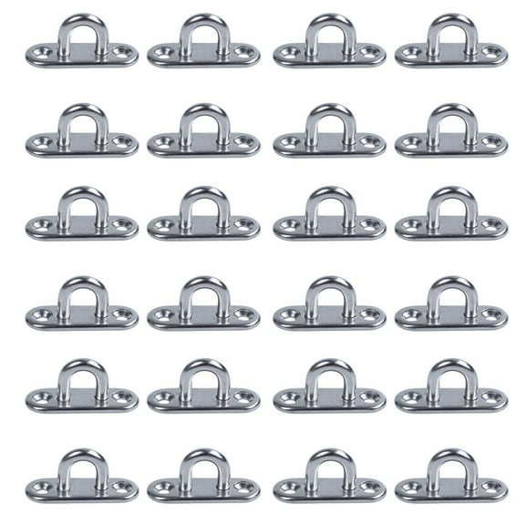 24pcs 5mm 304 Stainless Steel Oblong Pad Eye Plate Staple Ring Hook