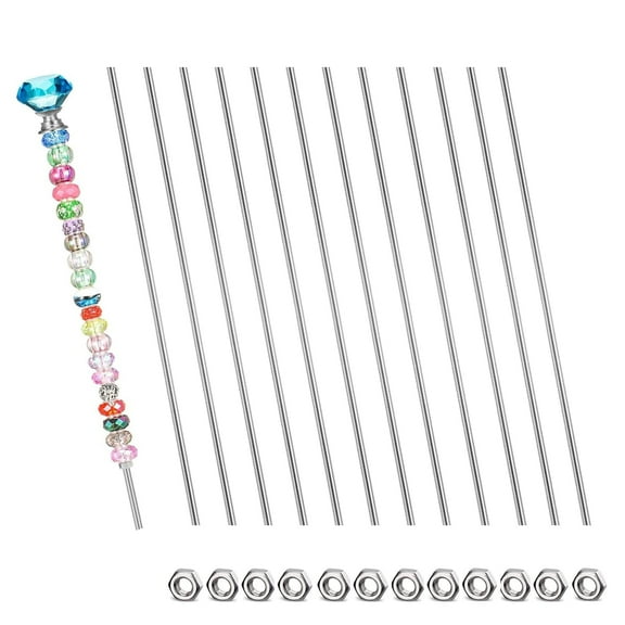 24pcs 8/32 Inch Threaded Rods with Hex Nuts M4 8 Inch 304 Stainless Steel Fully Rod Threaded, 12 Pcs Right Hand Threads &12 Pcs Hex Nuts for Beaded Garden Stake Rods (200MM)