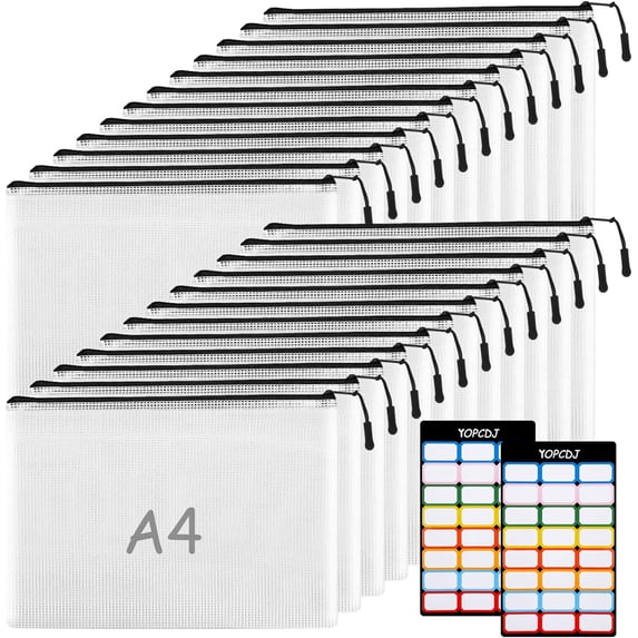 A4 Mesh File 24pcs A4 Mesh Zipper Pouch File Bags, Black Reusable Zipper Bags for ...