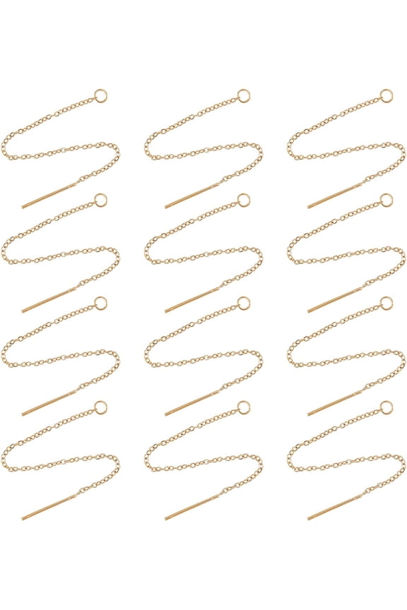 24pcs About 90mm Golden Ear Threads Hypoallergenic Stainless Steel Ear Threads Earring Threader with Loop