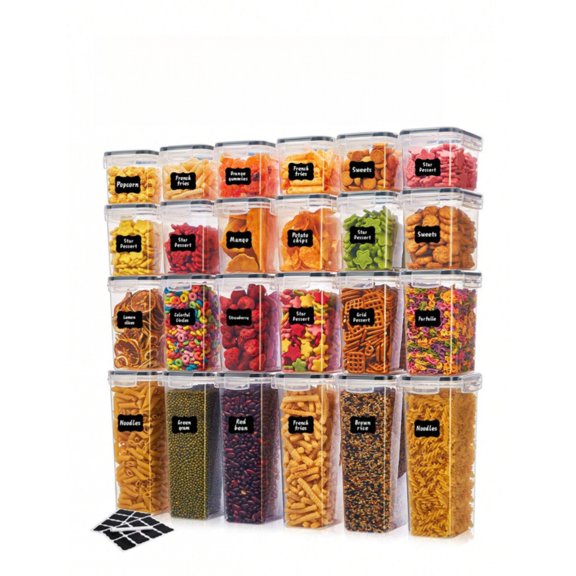 24pcs Airtight Food Storage Containers With Lids For Kitchen Pantry Organization And Storage - Leakproof Plastic Kitchen Canisters Set For Cereal, Pasta, Flour, Sugar