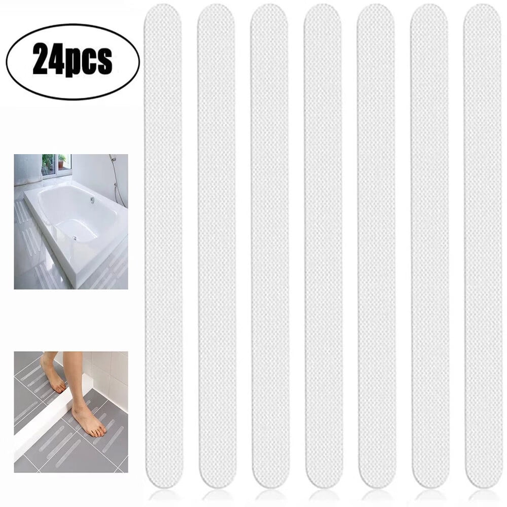 24pcs Antislip Strips Shower Stickers Bath Safety Strips Transparent
