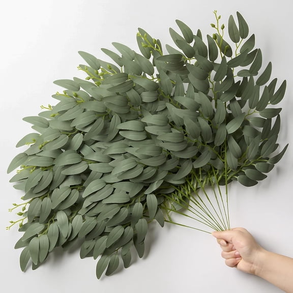 24pcs Artificial Greenery Stems 21" Faux Greenery Picks Silk Willow Leaves Stems Hanging Spray for Wedding Arch Bridal Bouquet Table Centerpieces Crafts Vase Filler Home Decor