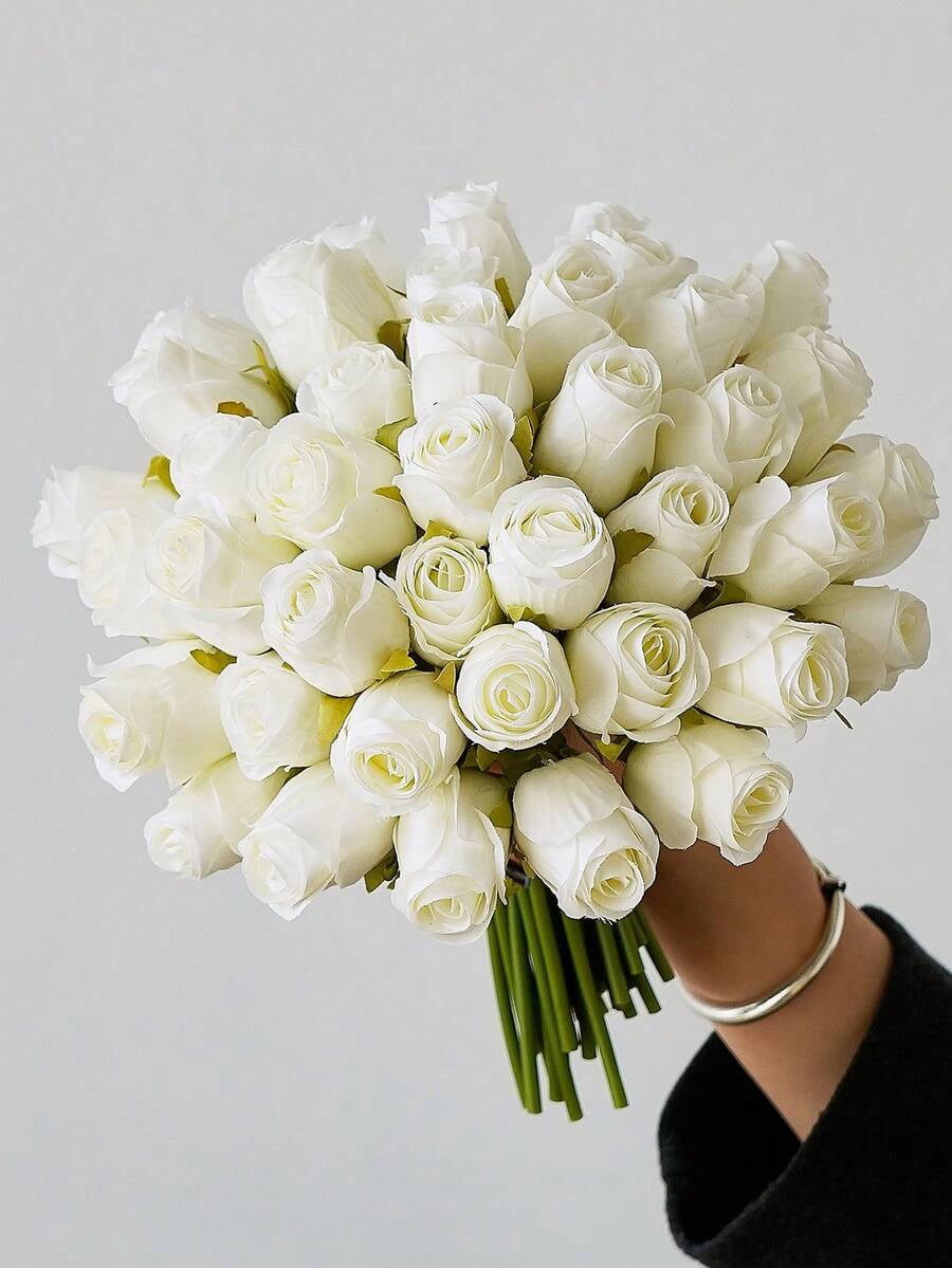 24pcs Artificial Silk Rose Flowers, Realistic Rose Bouquet, Fake Rose ...