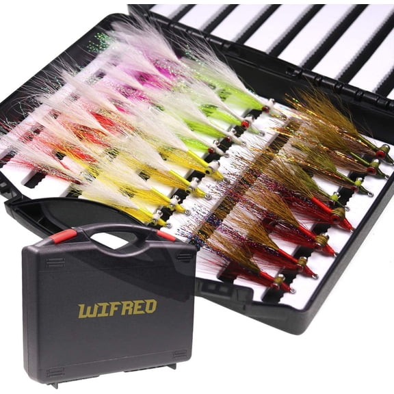 24pcs Assorted Clouser Minnow Fishing Flies Tied on Stainless Steel Hook for Salt or Fresh Water Fly Fishing