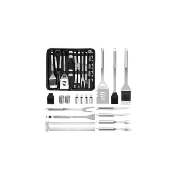 24pcs BBQ Tool Set - Outdoor Cooking High Quality Stainless Steel BBQ Tool Set, Ideal Gift for BBQ Enthusiasts with Spatula, Tongs And BBQ Brush, Gifts for Father'S Day