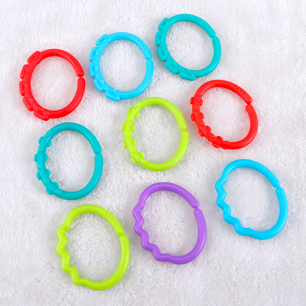 24pcs Baby Teether Rings Links Toys Links Rattle Strollers Car Seat Travel Toys for Baby Infant