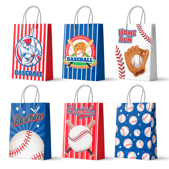 24pcs Baseball Party Favor Bags Baseball Goodie Treat Candy Bags for Kids Baseball Birthday Decorations Supplies