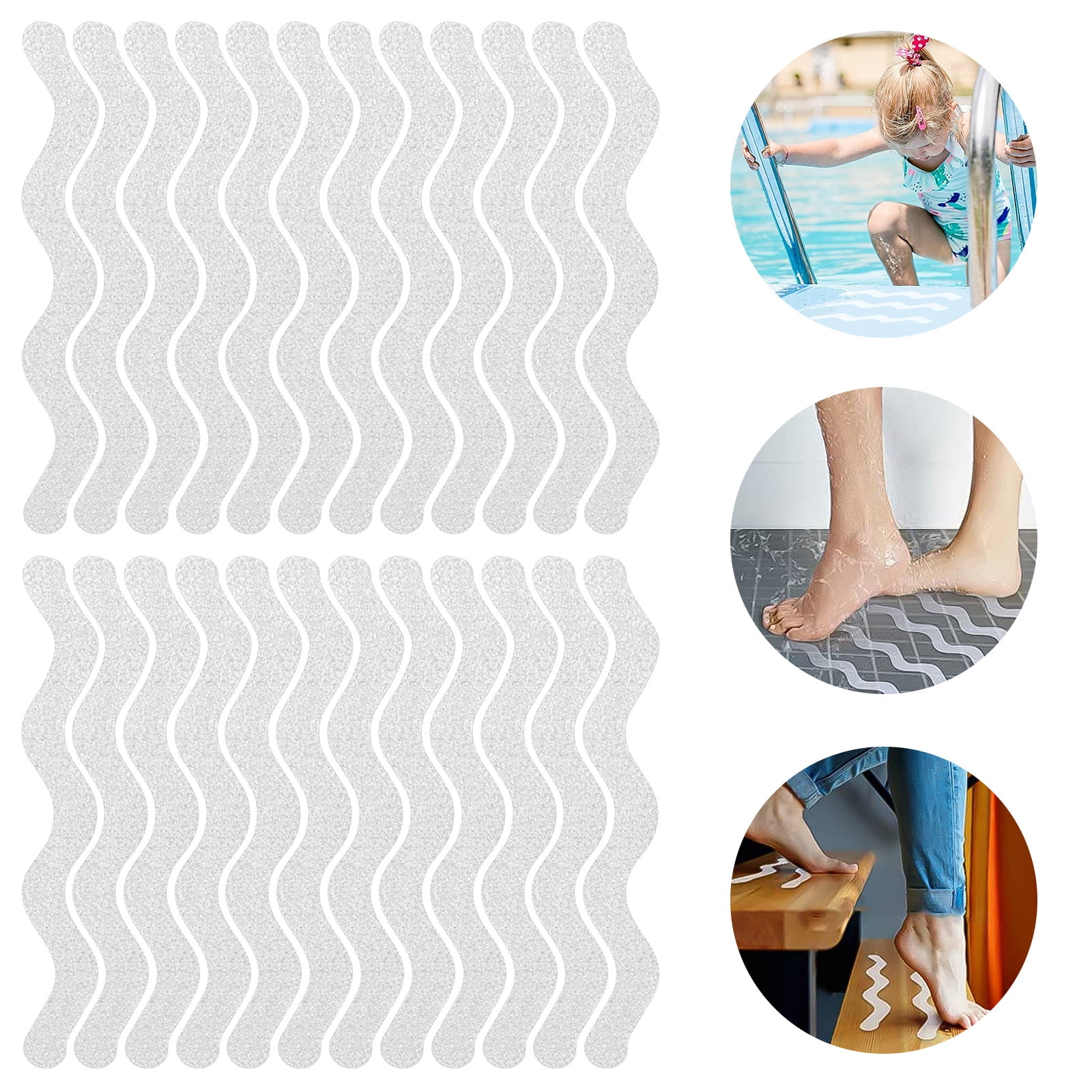 24pcs Bathtub Stickers NonSlip, TSV Shower Safety Treads Adhesive