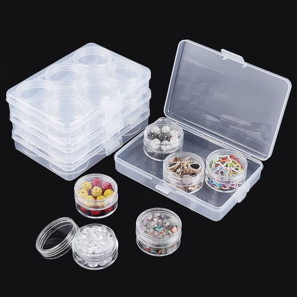 24pcs Beads Organizer Box with Lids 1.6" Removable Individual Box 6 Grids Bead Organizer Clear Craft Bead Case Jewelry Dividers Box Organizer