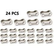 Single-Speed Bicycle Chain Master Links, 0.5 x 0.125 inch Steel Quick Connectors for Bike Repair, Silver, 24-Count