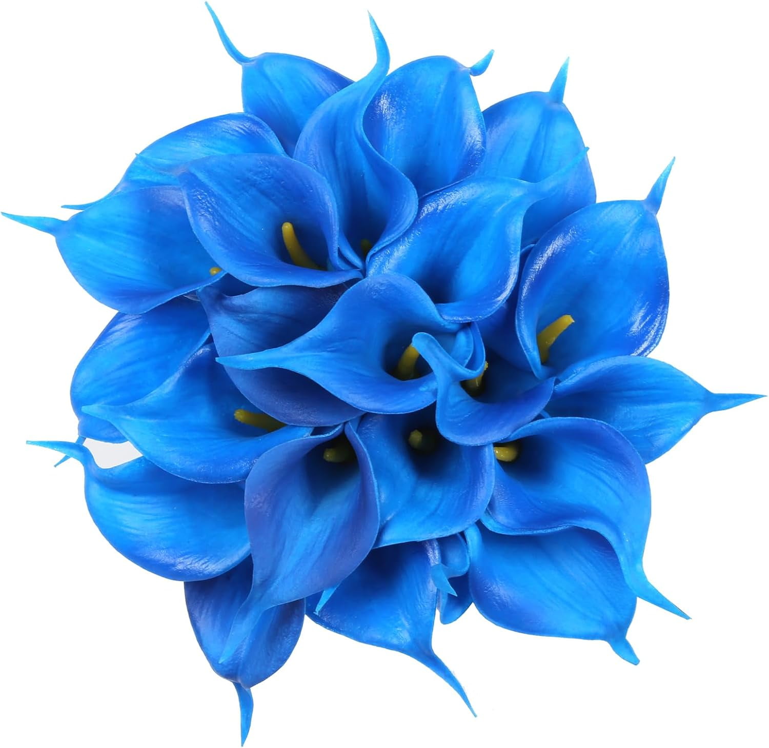 24pcs Blue Fake Flowers Calla Lily Flowers Real Touch Silk Flowers for DIY Wedding Bouquets Centerpieces Bridal Shower Party Home Flower Arrangement Decorations (Dark Blue)