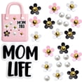 thumbnail image 1 of 24pcs Bogg Bag Accessories White Pearls and Colorful Flowers Decoration Charms Black Momlife Insert Charm Clasp Women Gifts for Simply Southern Beach Bag Tote Bags Handbags, 1 of 8