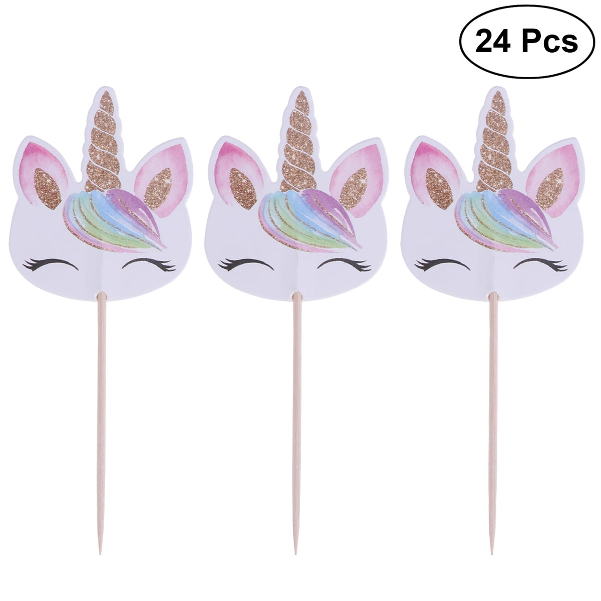 24pcs Cake Cupcake Toppers Picks Adorable Cake Decorating Supplies for Kids Children Birthday Party
