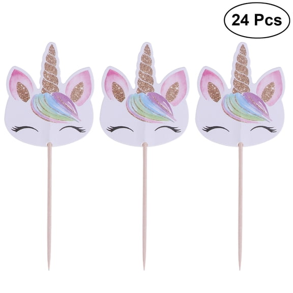 24pcs Cake Cupcake Toppers Picks Adorable Cake Decorating Supplies for Kids Children Birthday Party