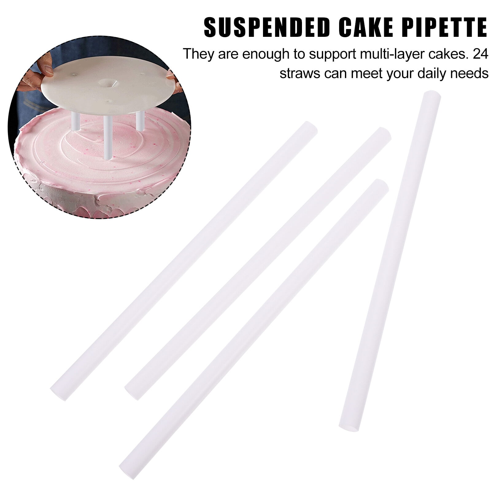 COMPUKAS Plastic Cake Dowel Rods 24-Pack for Home Baking, 9.51 x 0.47 ...