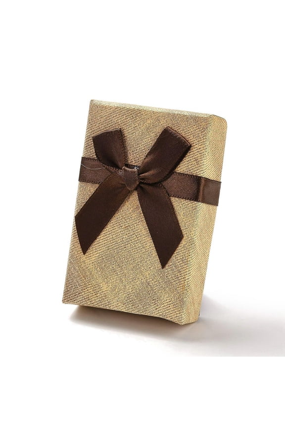 24pcs Cardboard Jewelry set Packaging boxes with Sponge Inside for Rings Small Watches Necklaces Earrings Bracelet Rectangle with Bowknot Coffee 8.35x5.5x2.55~3cm