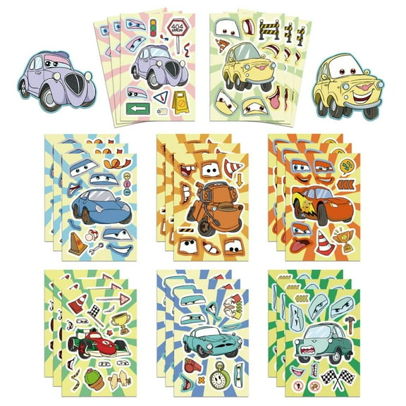 24pcs Cars Sticker, DIY Stickers for Party Decoration,Make Your Own Decals for Kids Teens Party Decoration, Reward, Decor for Laptop Phone Case