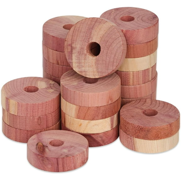 24pcs Cedar Blocks, Wooden Cedar Discs for Clothes Storage, Natural Wood Cedar Rings Aromatic Cedar Chip Accessories for House Closets Drawers