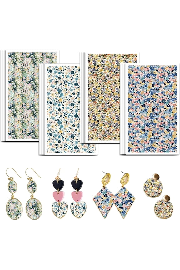 24pcs Ceramics Clay Water Transfer Paper Underglaze Transfer Decals for DIY Earrings Pendants Clip Flower 12x7cm 24pcs/set