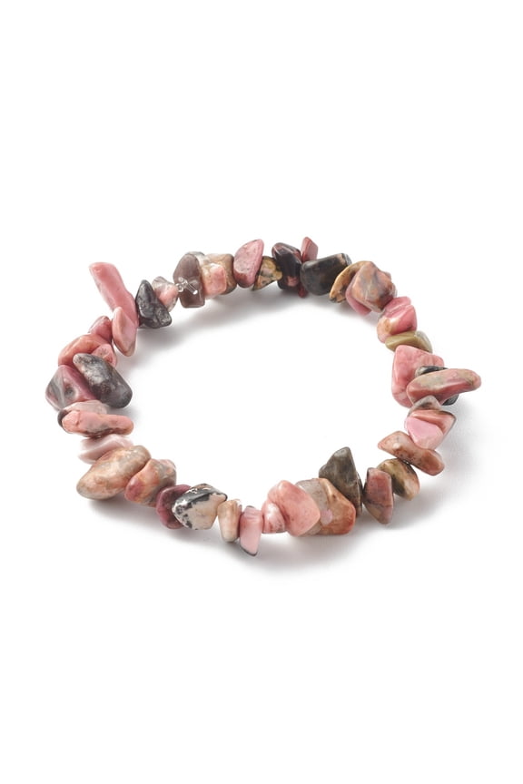 24pcs Chip Rhodonite Stretch Beaded Bracelets for Inner Diameter: 1-3/4 inch(4.5cm)