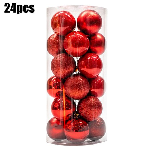 24pcs Christmas Ball Baubles,1.2 inches Shatterproof Plastic Hanging Balls Pendant,Christmas Ball Baubles Set for Holiday Party Xmas Tree Decoration and Wedding Decorations