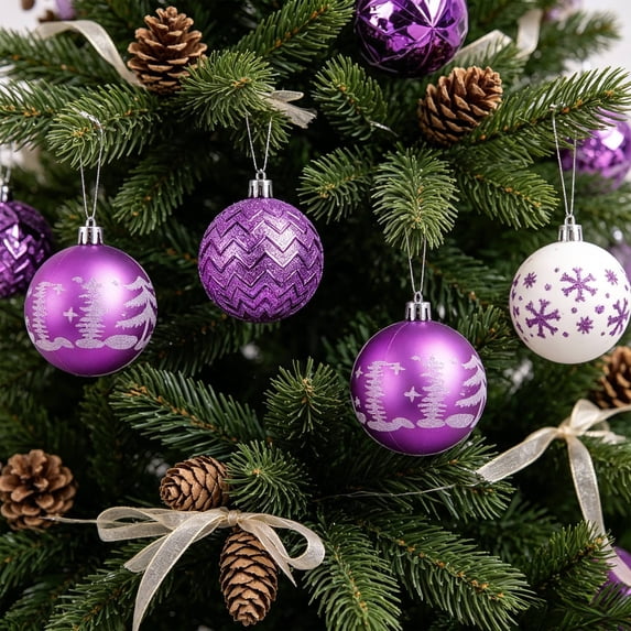 24pcs Christmas Ball Ornaments Shatterproof Plastic Christmas Tree Decorations for Xmas Party Home Office Holiday Decor-Medium Size (2.36"/ 60mm)