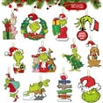 24pcs Christmas Grinchs Wooden Hanging Ornaments,Grinchs Wood Ornaments ...