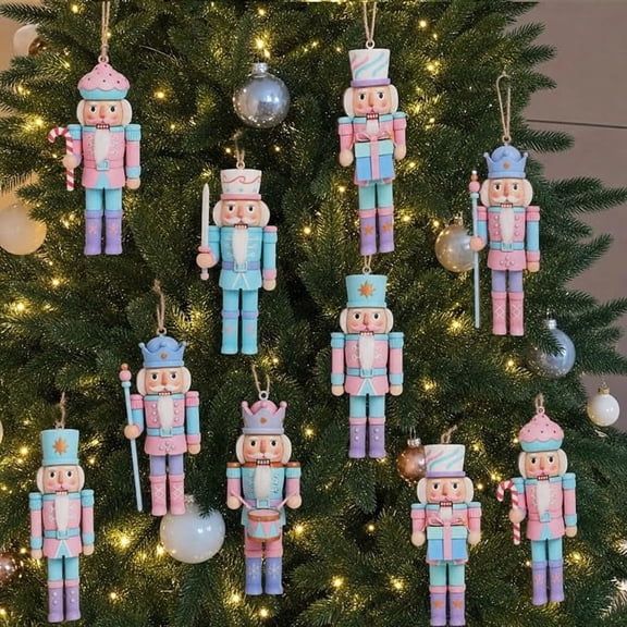 24pcs Christmas Nutcracker Ornaments, 4.7" Pastel Wooden Nutcracker