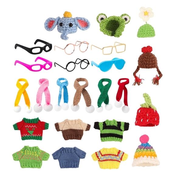 24pcs Christmas Outfit for 15-17cm/6-6.7in Dolls, Cashmere Yarn Christmas Sweater Holiday Accessories for Dolls