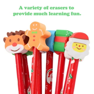 12x Christmas Erasers Santa Claus Christmas Tree Holiday Erasers Desk Pets  Pencil Erasers Fun Snowman Erasers Snowflake 