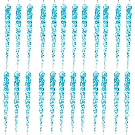 24pcs Christmas Tree Decoration Crystal Ornaments Hanging Acrylic Icicles Drop Ornaments for Christmas Tree Winter New Year Party Supplies, Blue
